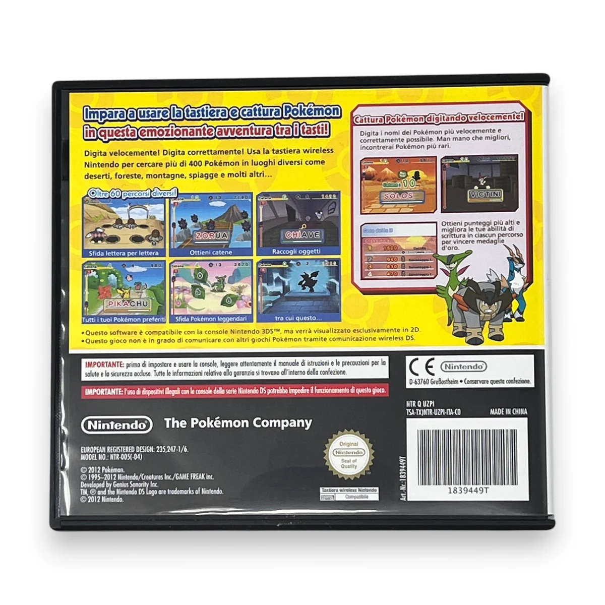 Retro della custodia di Impara con Pokémon Avventura tra i Tasti con modalità di gioco